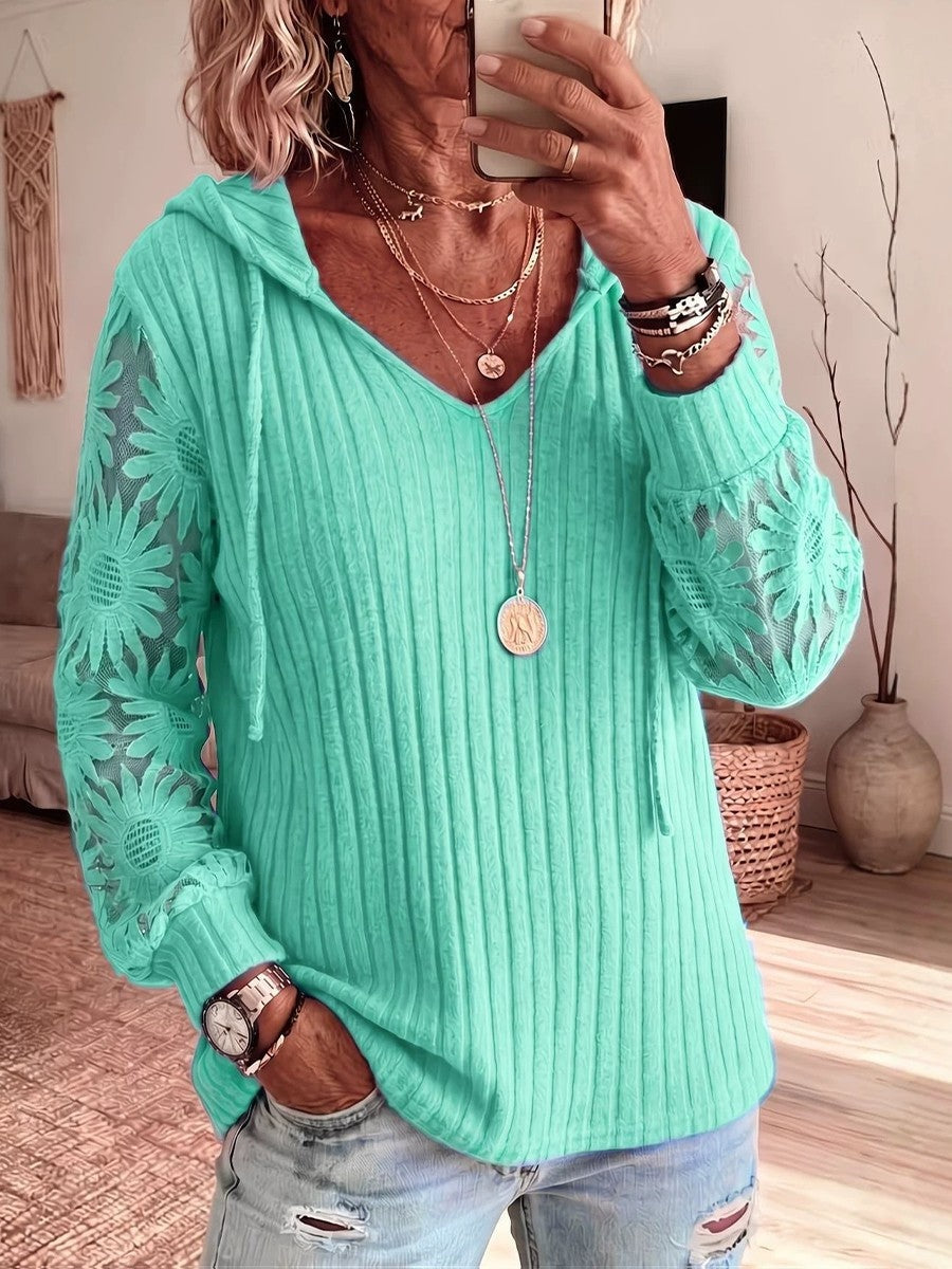Women'S Long-Sleeve Lace-Knit Hoodie