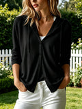 Women'S Solid-Color Cardigan With Hood