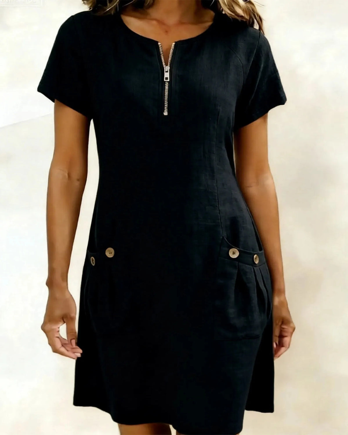 Cotton Linen Zipper Dress