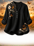 Women's Summer Butterfly-Print Shirt