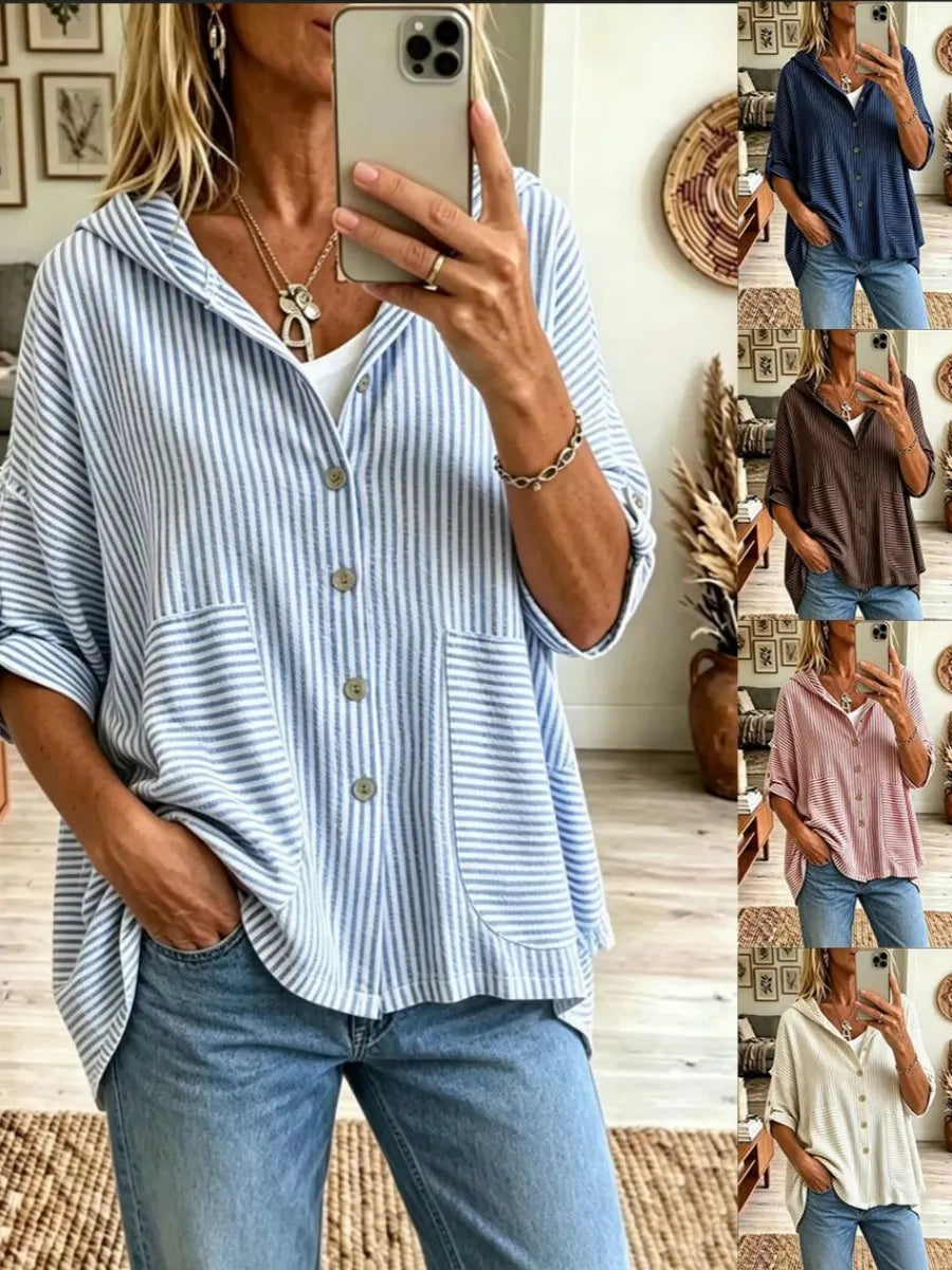 Women'S Casual Cotton Hooded Cardigan With Large Pockets