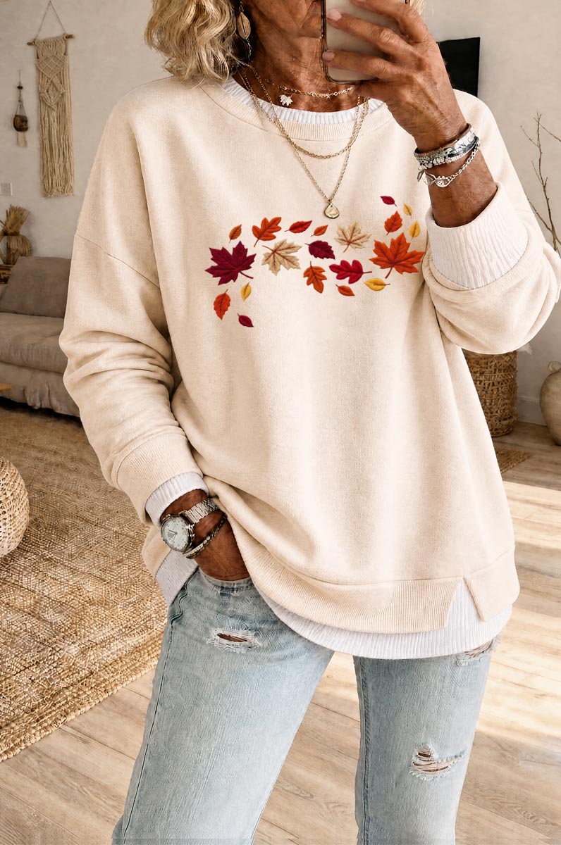 Women's Fall Fake Two Piece Layered Sweatshirt