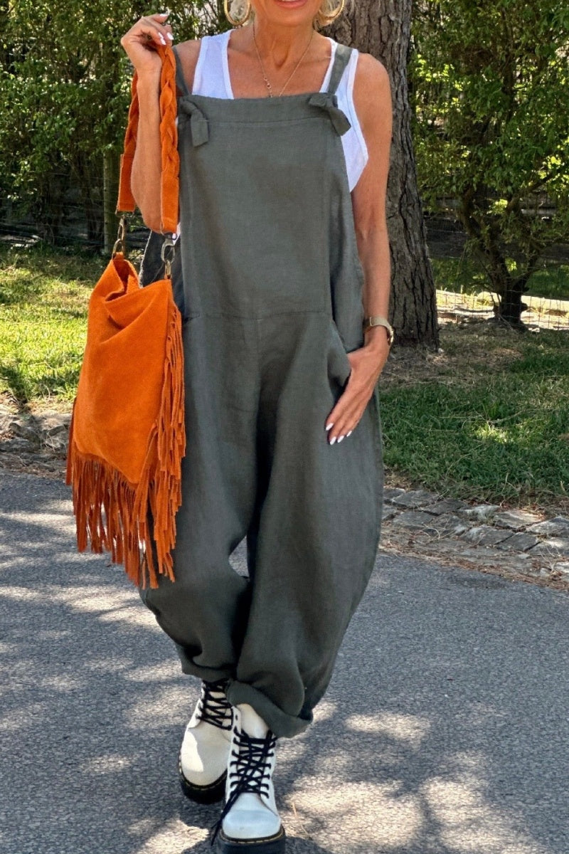 Linen Overalls With Pockets