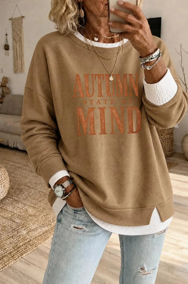 Women's Autumn States Of Mind  Fake Two Piece Layered Sweatshirt