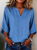 Women's Casual Solid Color Cotton Linen Top