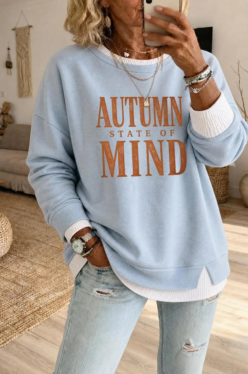 Women's Autumn States Of Mind  Fake Two Piece Layered Sweatshirt