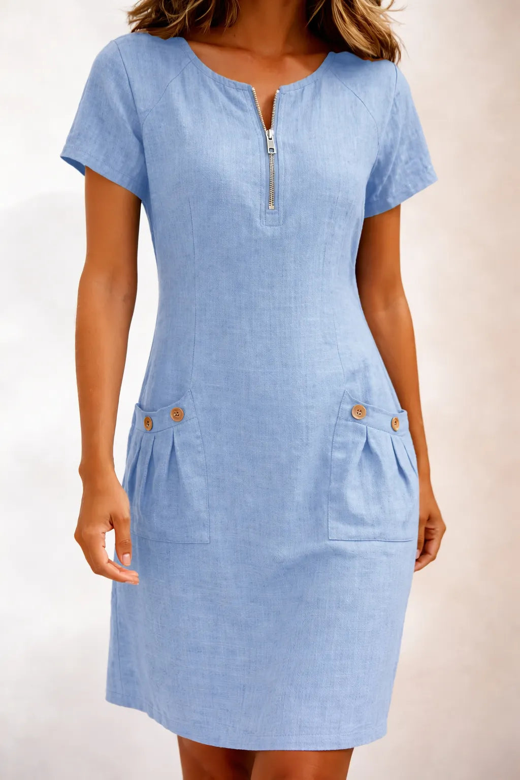 Cotton Linen Zipper Dress