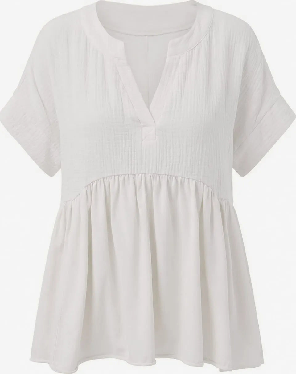 Summer Short-Sleeved Ruffled Babydoll Top