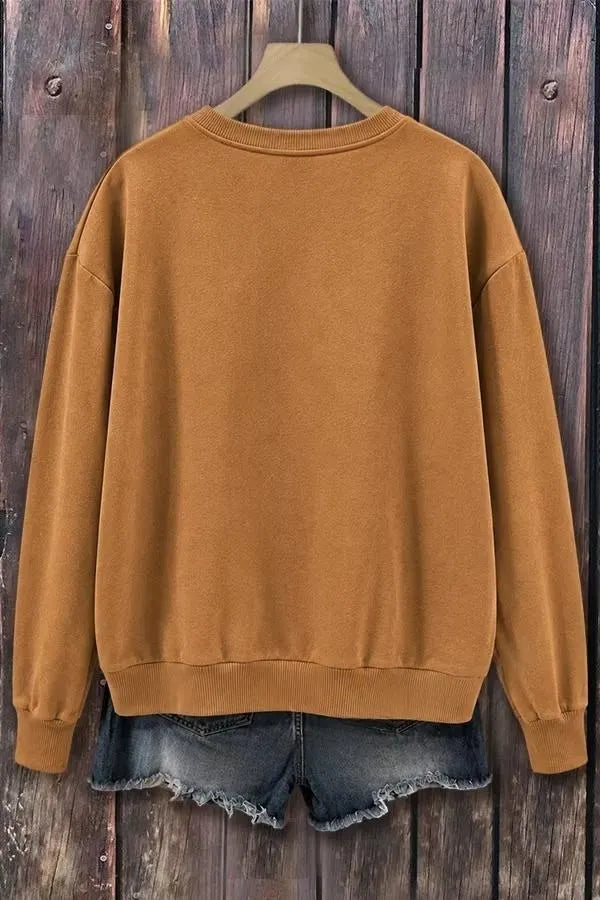 Women's Halloween Pumpkin Print Long Sleeve Sweatshirt