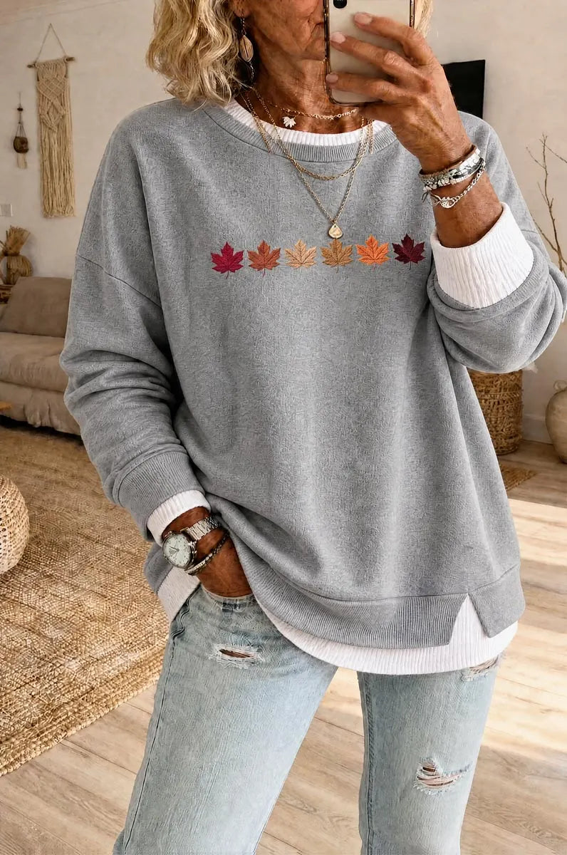 Women's Fall  Fake Two Piece Layered Sweatshirt