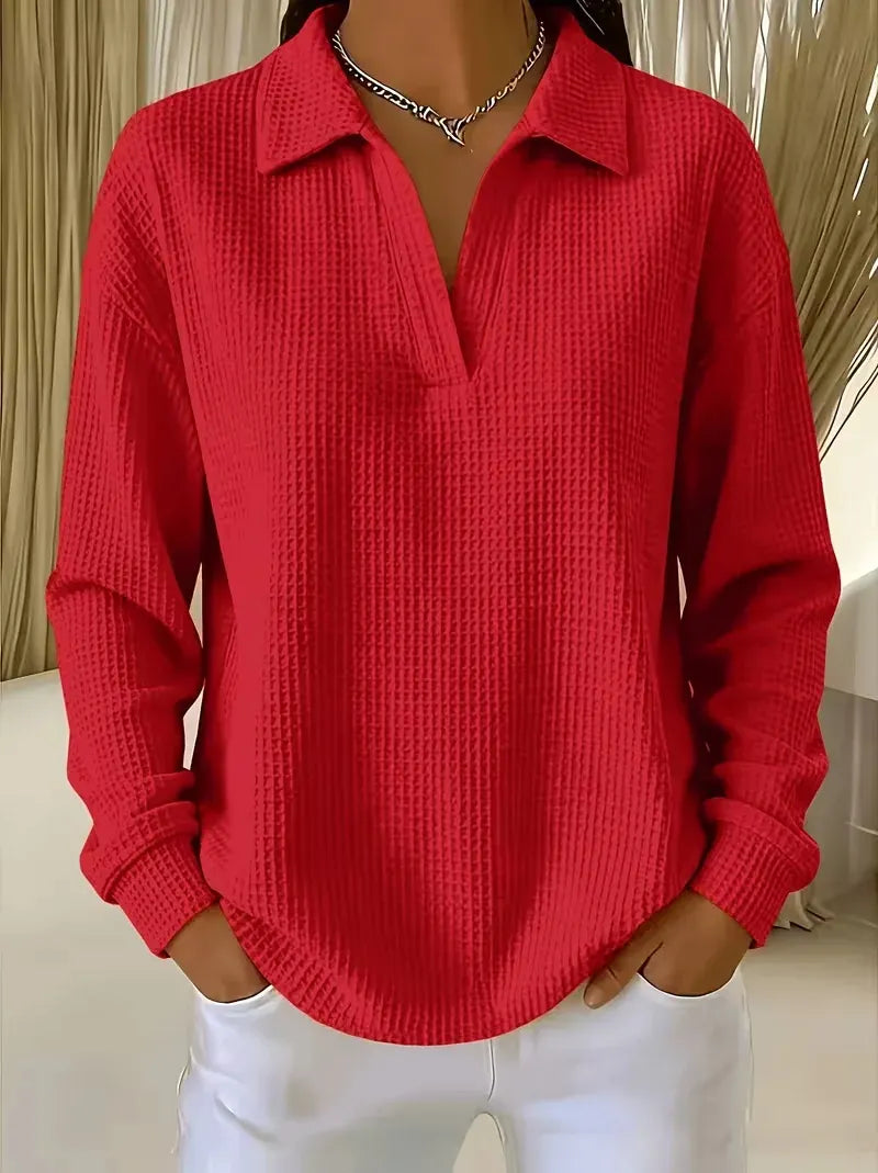 Women'S Casual Waffle Multi-Color Autumn And Winter Sweatshirt