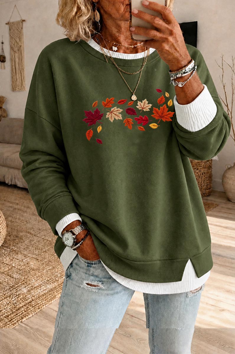 Women's Fall Fake Two Piece Layered Sweatshirt