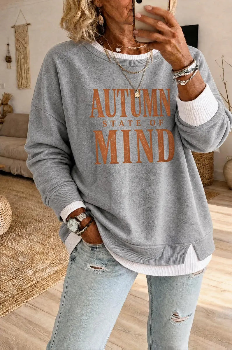 Women's Autumn States Of Mind  Fake Two Piece Layered Sweatshirt