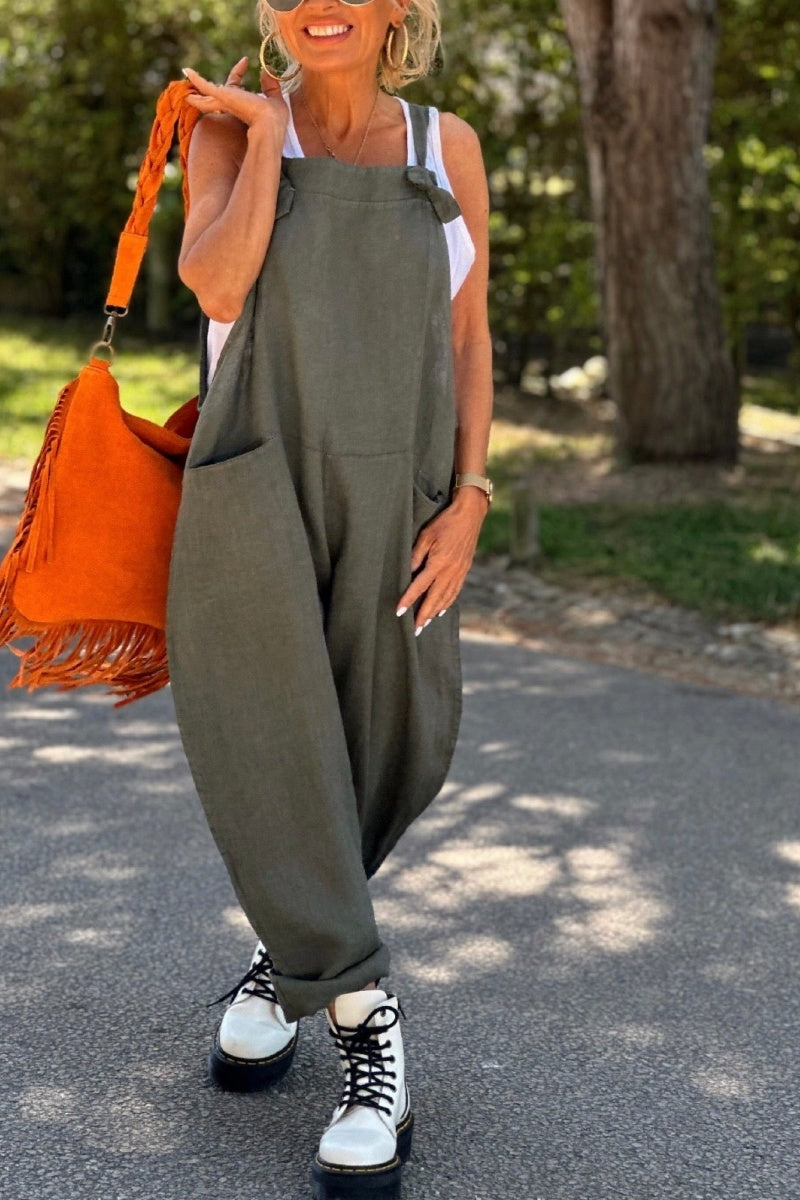 Linen Overalls With Pockets