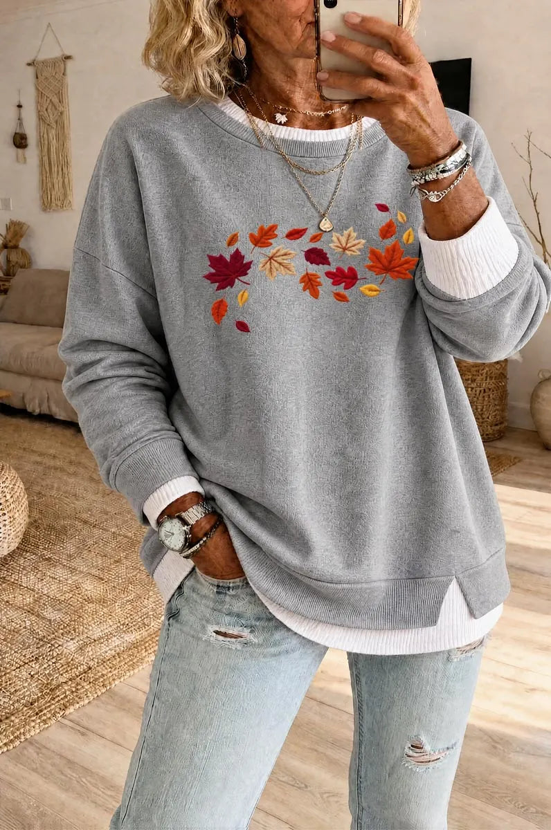 Women's Fall Fake Two Piece Layered Sweatshirt