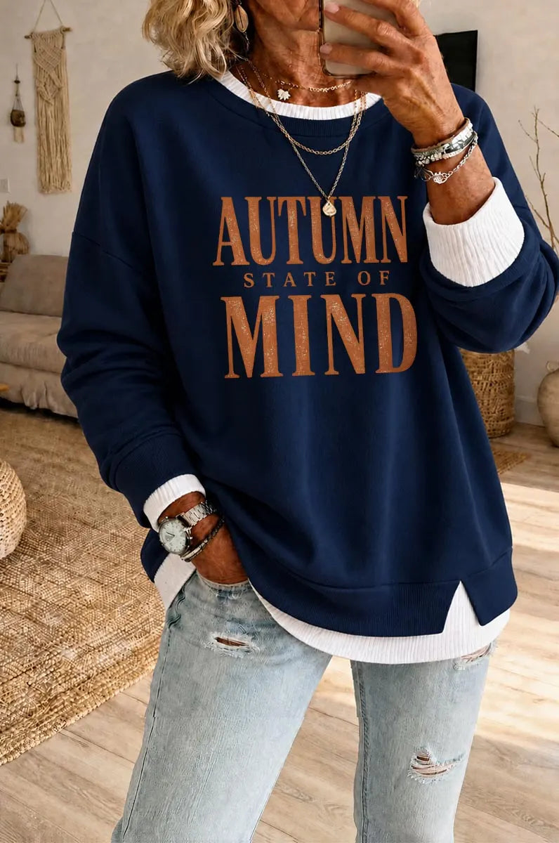 Women's Autumn States Of Mind  Fake Two Piece Layered Sweatshirt