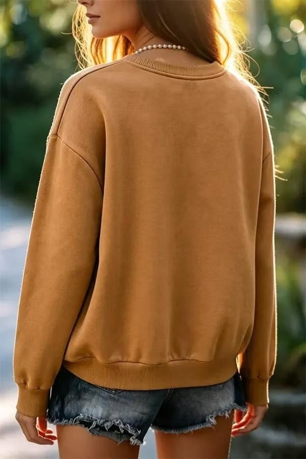Women's Halloween Pumpkin Print Long Sleeve Sweatshirt