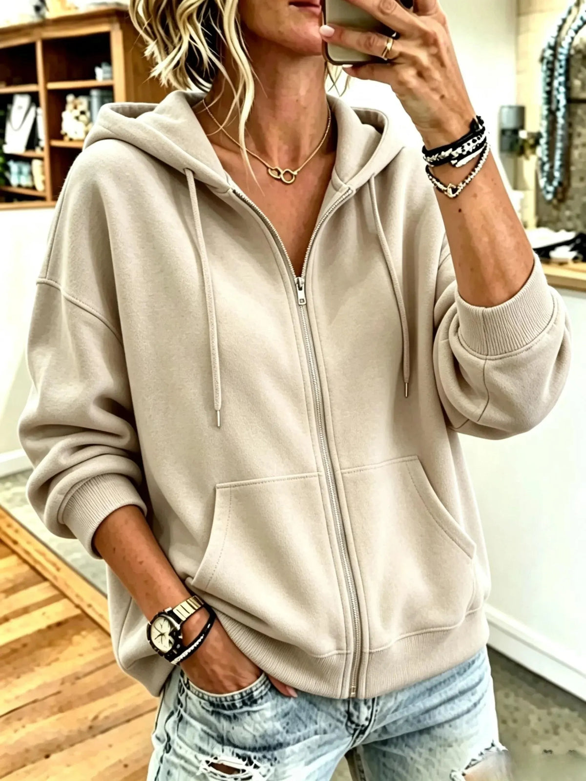 Women Plain Long Sleeve Casual Daily Spring/Fall Hoodie