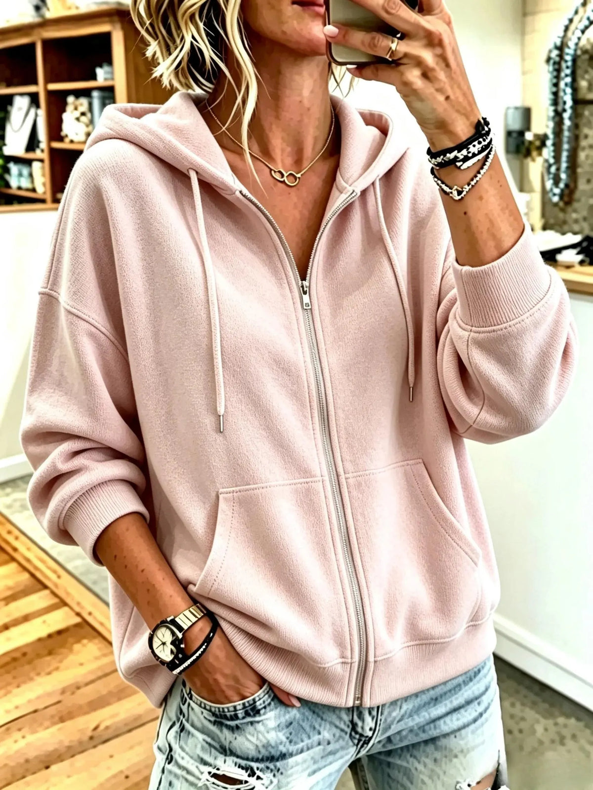 Women Plain Long Sleeve Casual Daily Spring/Fall Hoodie