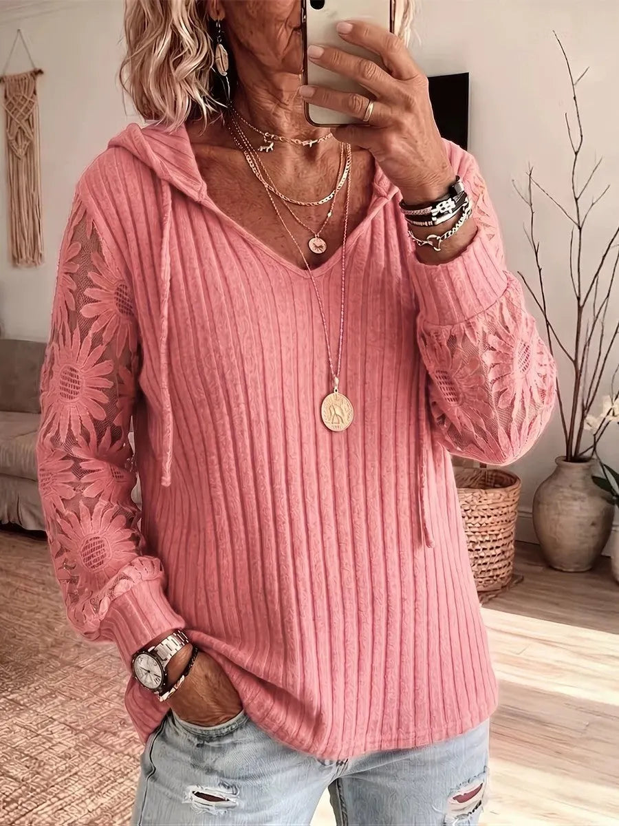 Women'S Long-Sleeve Lace-Knit Hoodie