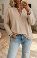 Women's V-Neck Long-Sleeve Cotton Top