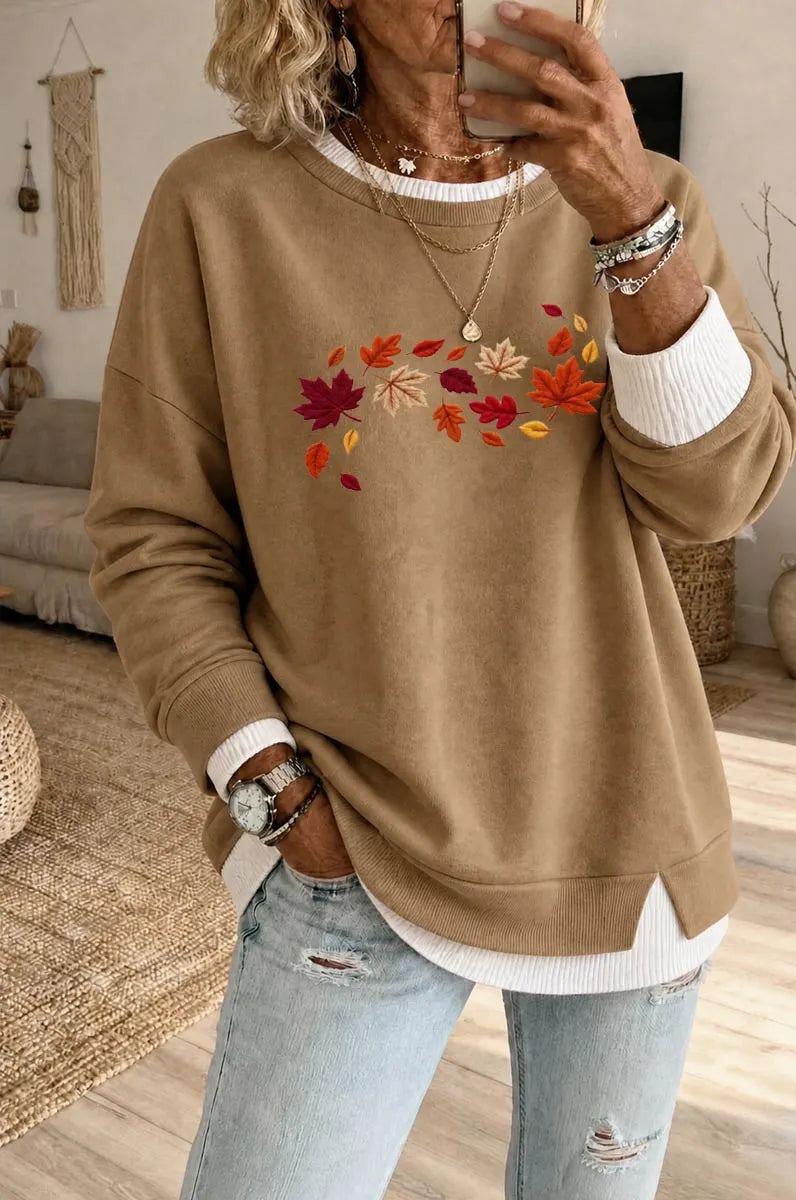 Women's Fall Fake Two Piece Layered Sweatshirt