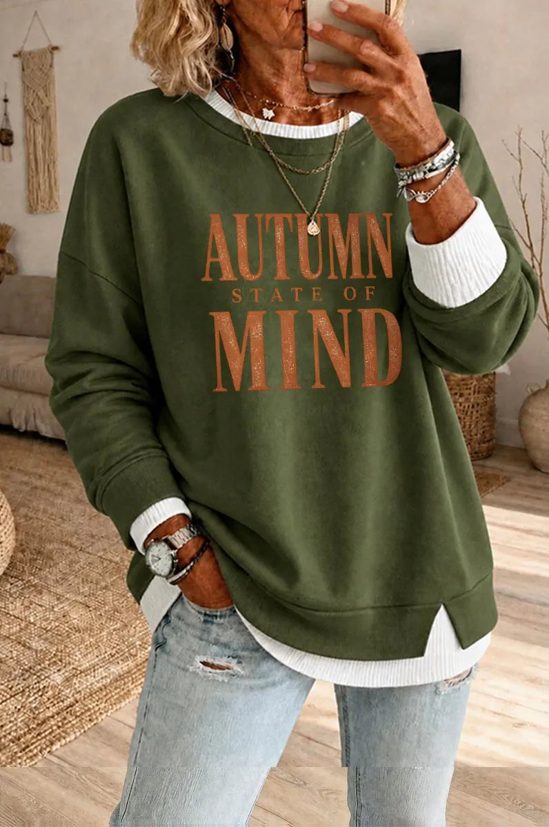 Women's Autumn States Of Mind  Fake Two Piece Layered Sweatshirt