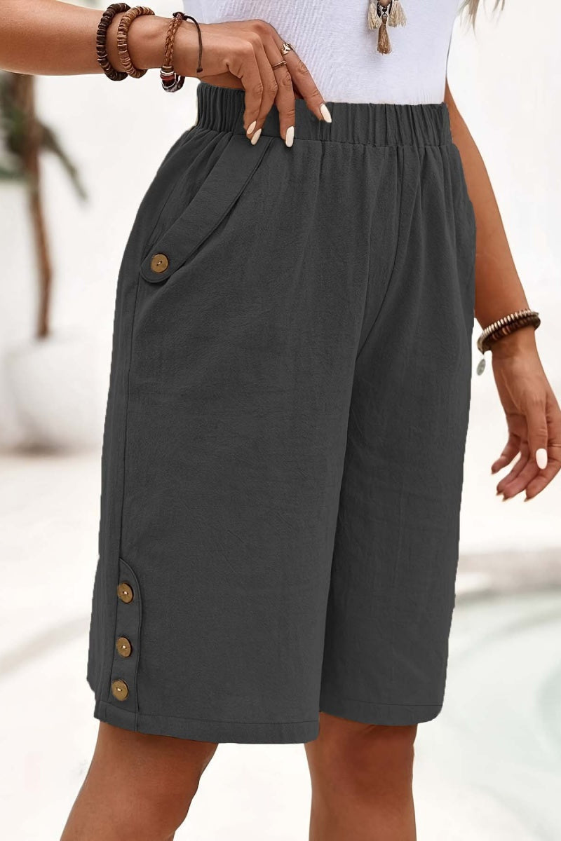 Elegant Solid Color Loose Pants