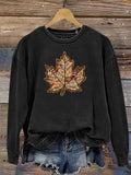 Fall Pattern Print Long Sleeve Round Neck Sweatshirt