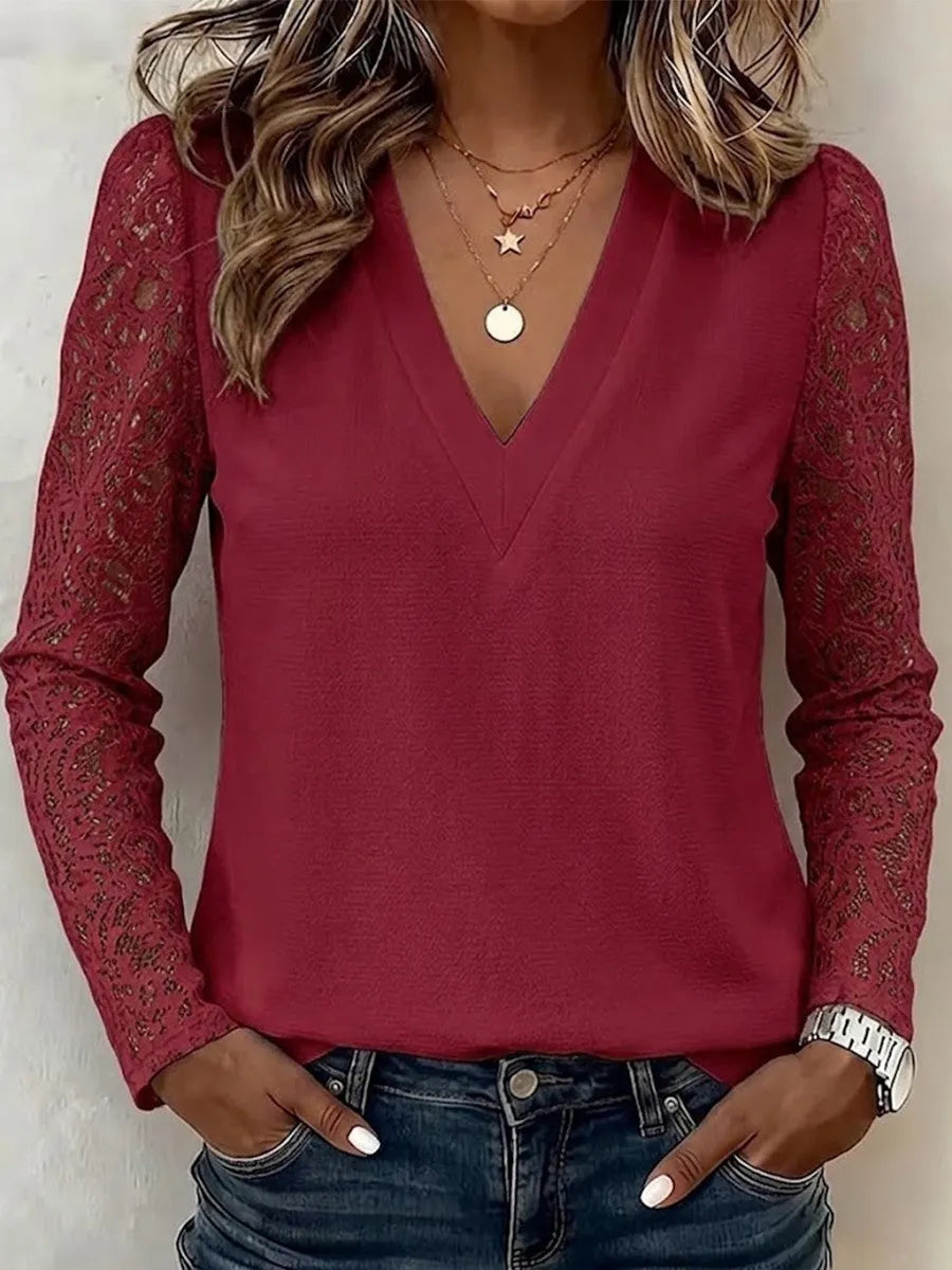 Women's Long-Sleeve Cut-Out Floral Print Top