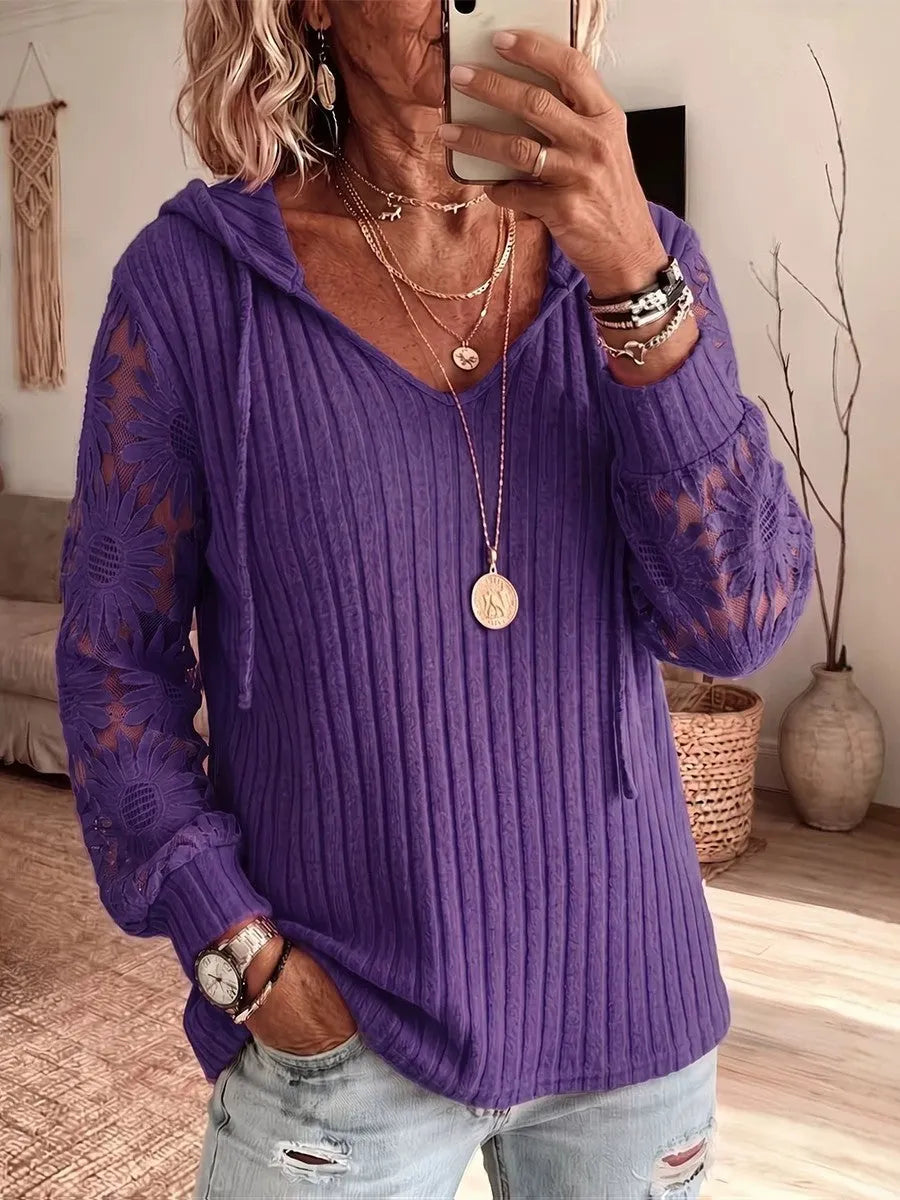 Women'S Long-Sleeve Lace-Knit Hoodie