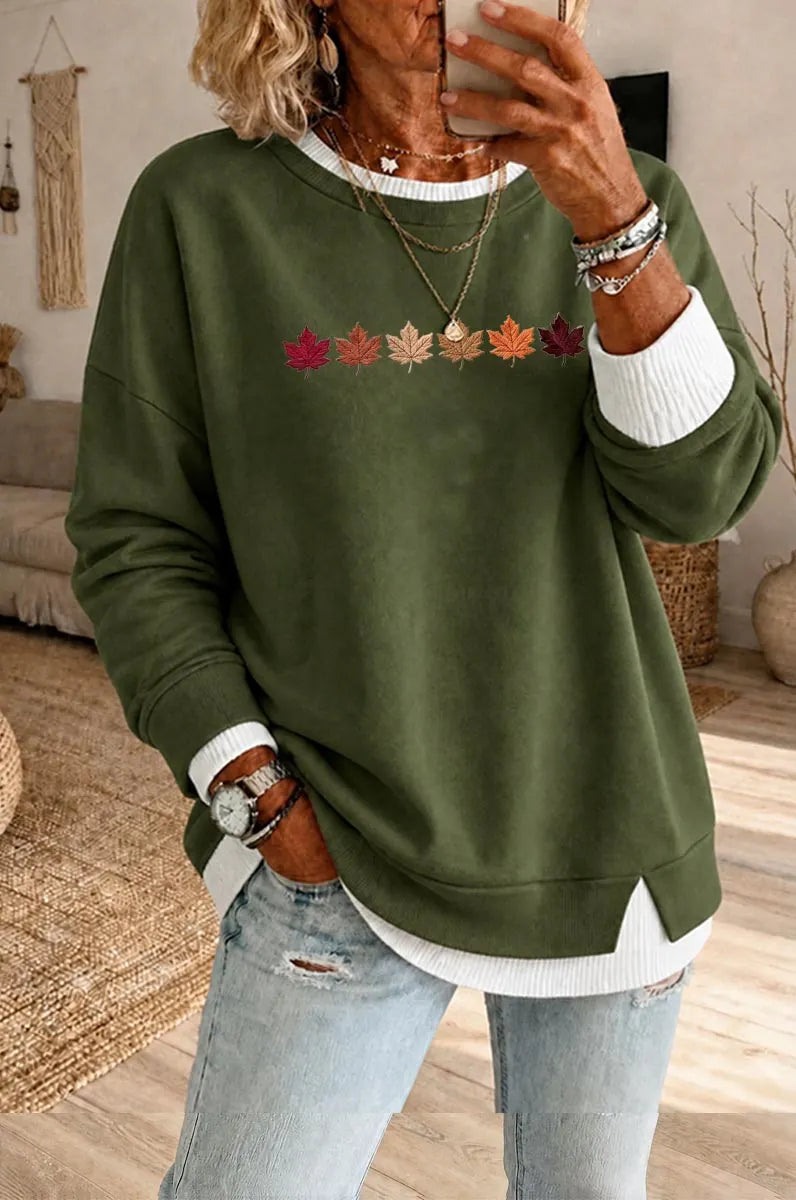 Women's Fall  Fake Two Piece Layered Sweatshirt