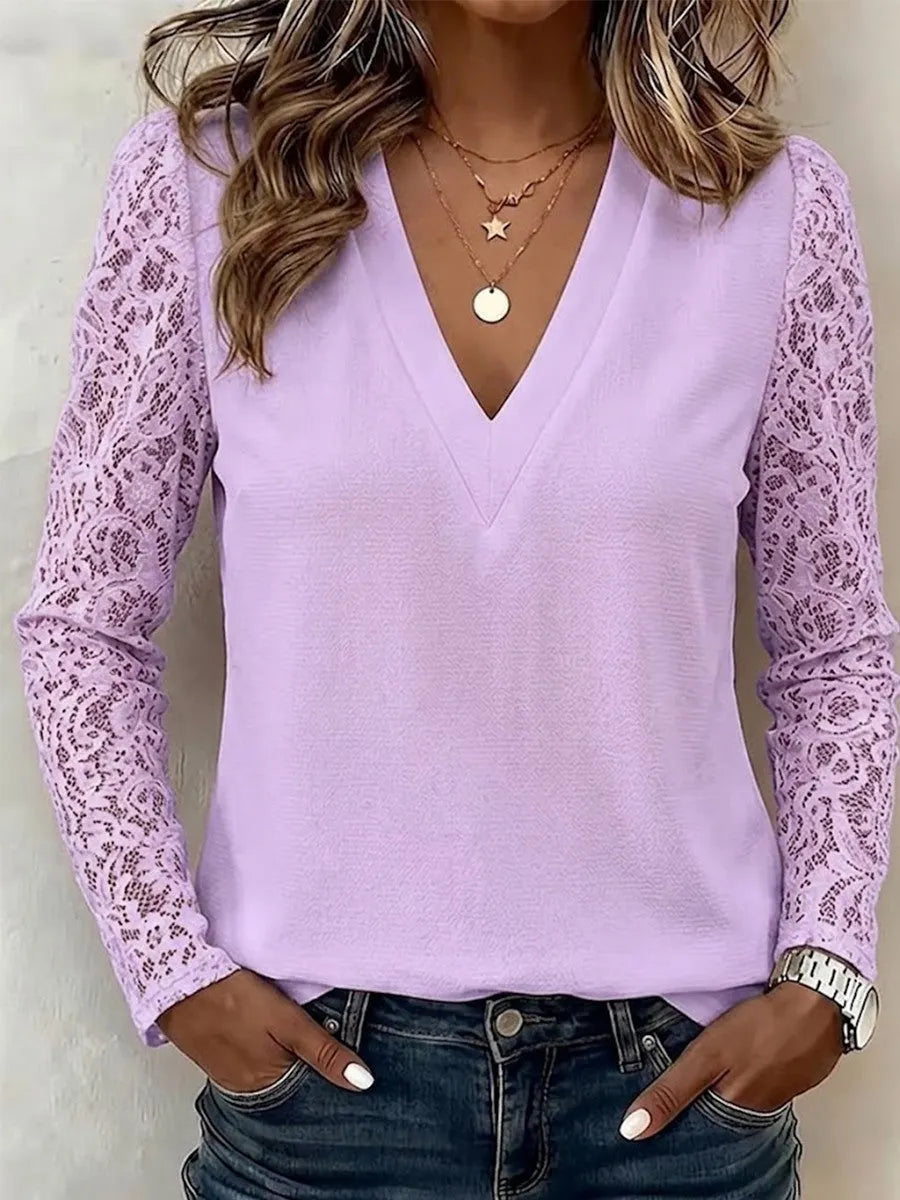 Women's Long-Sleeve Cut-Out Floral Print Top