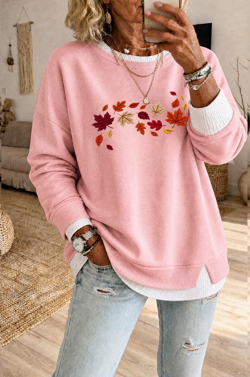 Women's Fall Fake Two Piece Layered Sweatshirt