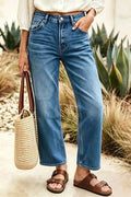 Women's Vintage-Wash Stretch Wide-Leg Jeans