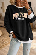 Women's Pumpkin Season Pattern  Fake Two Piece Layered Sweatshirt