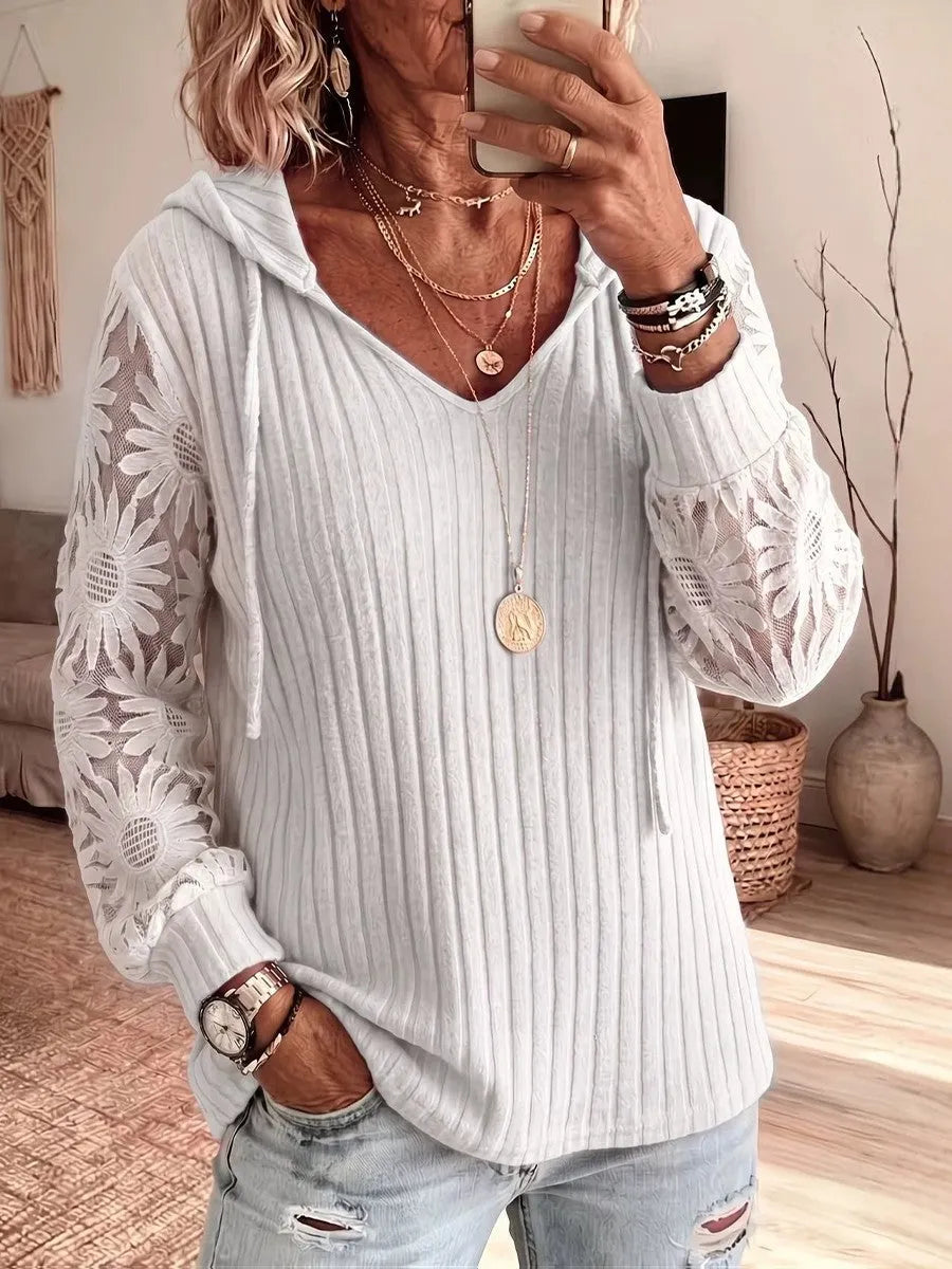 Women'S Long-Sleeve Lace-Knit Hoodie