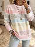 Women's Crew-Neck Printed Faux-Layered Pullover Sweatshirt