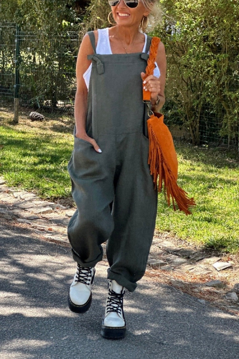 Linen Overalls With Pockets