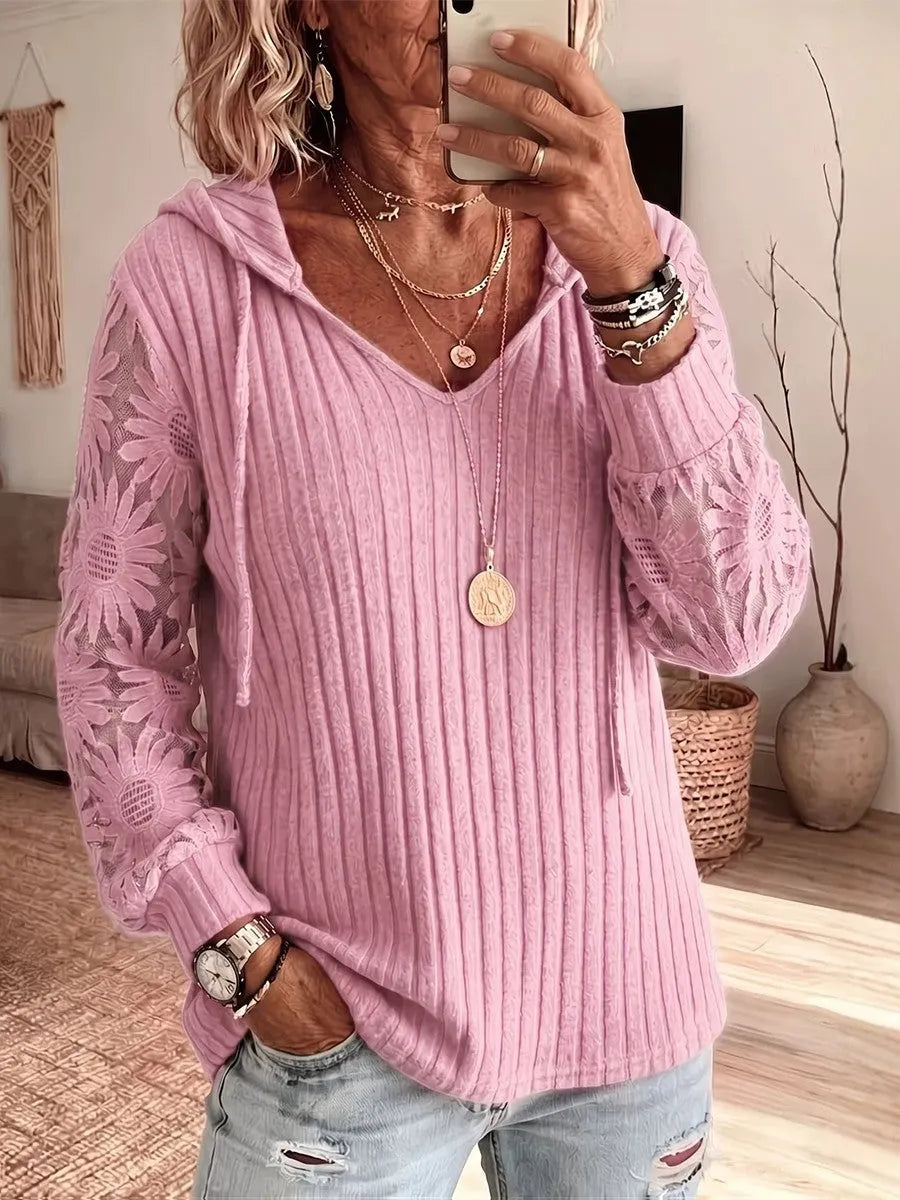 Women'S Long-Sleeve Lace-Knit Hoodie