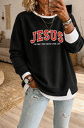 Women's Jesus Pattern Fake Two Piece Layered Sweatshirt