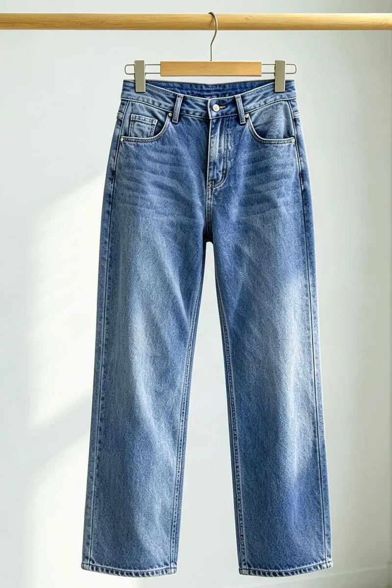Women's Vintage-Wash Stretch Wide-Leg Jeans