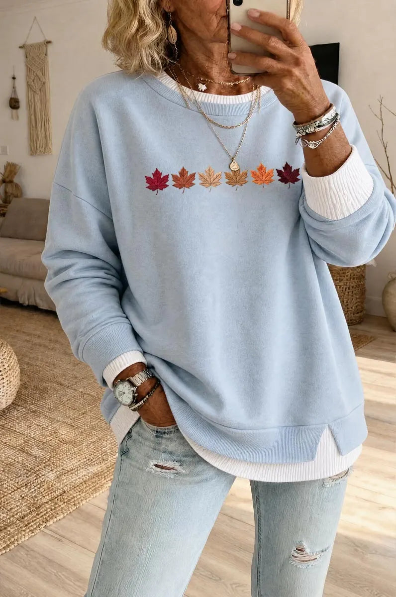 Women's Fall  Fake Two Piece Layered Sweatshirt