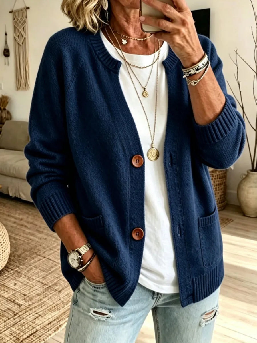Women'S Casual Comfortable Knit Button-Front Cardigan