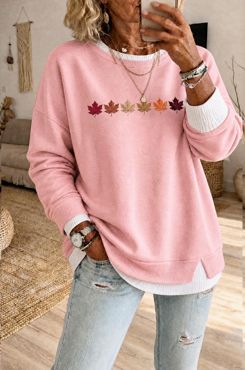 Women's Fall  Fake Two Piece Layered Sweatshirt