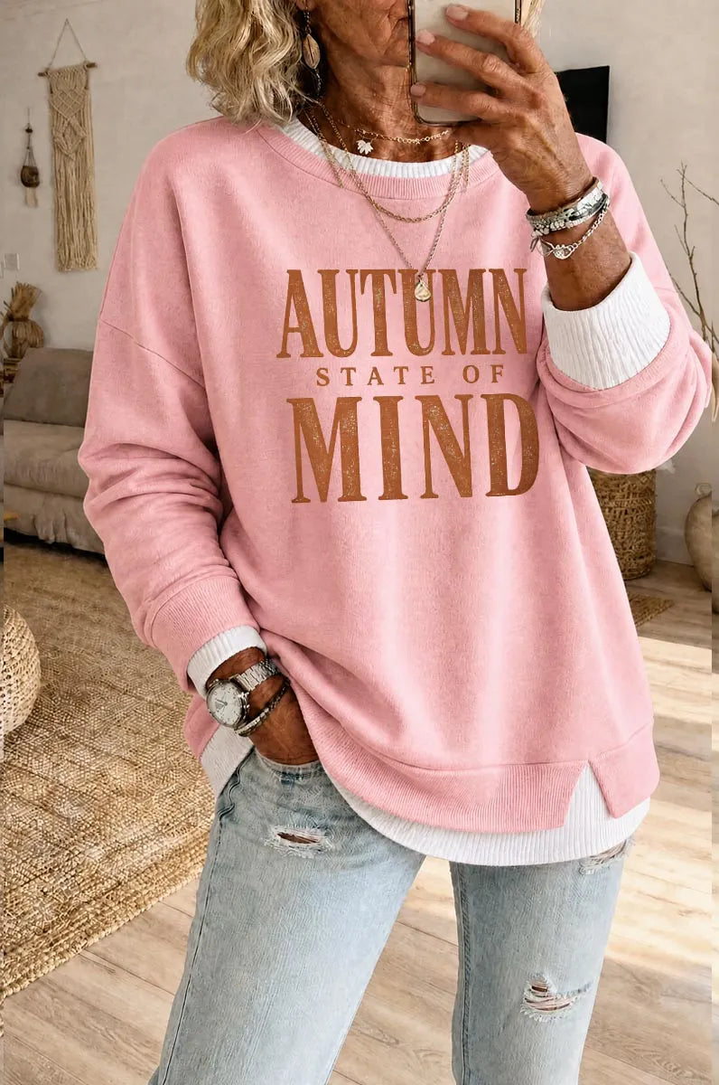 Women's Autumn States Of Mind  Fake Two Piece Layered Sweatshirt