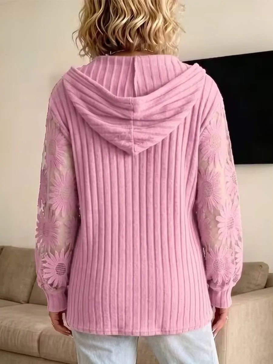 Women'S Long-Sleeve Lace-Knit Hoodie