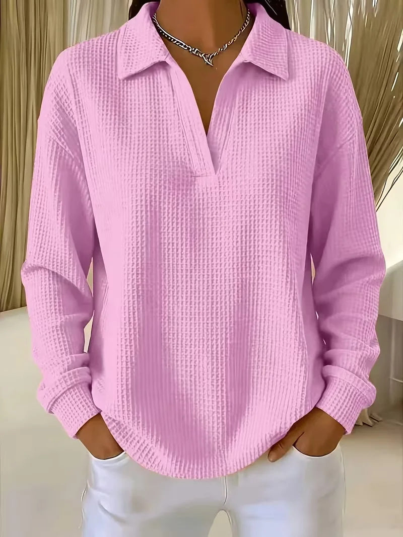 Women'S Casual Waffle Multi-Color Autumn And Winter Sweatshirt