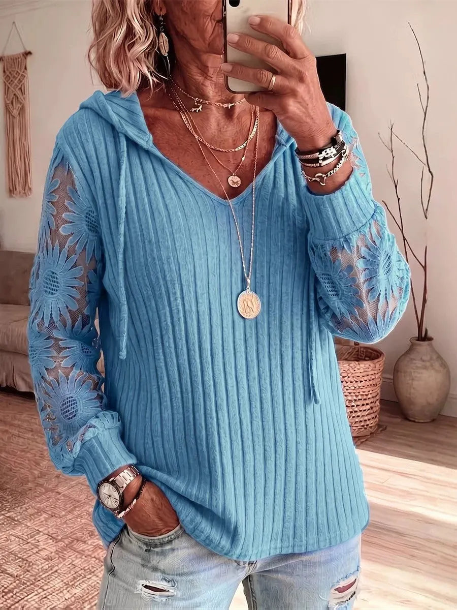 Women'S Long-Sleeve Lace-Knit Hoodie