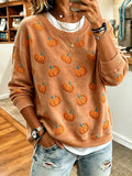 Women'S Autumn Pumpkin Pattern Printed Casual Sweatshirt